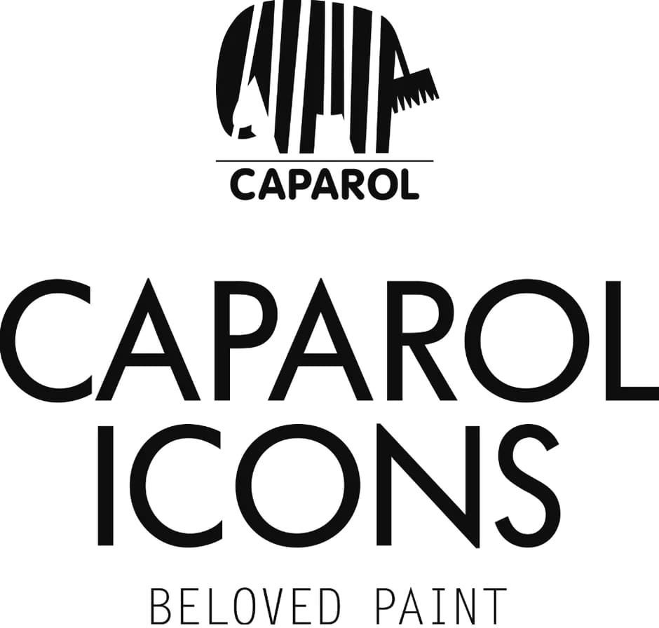 Ein schwarz-weißes Logo für die beliebte Farbe der Caparol-Ikonen.