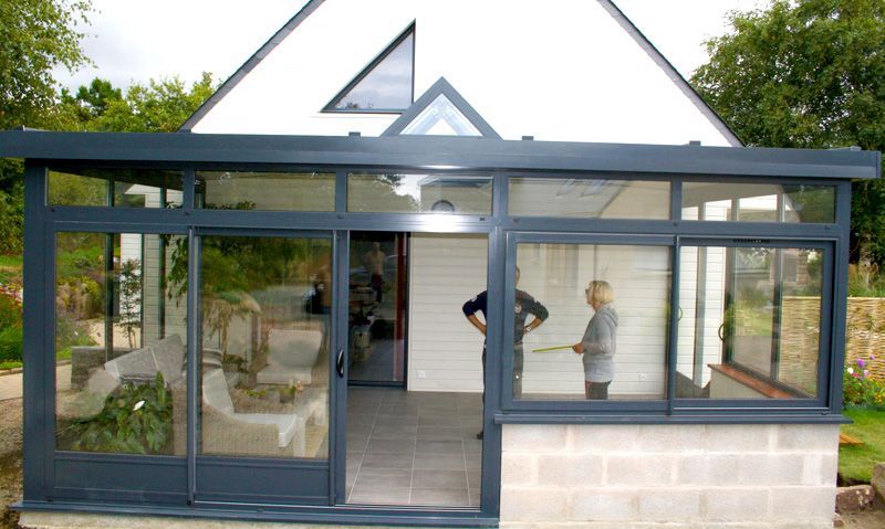 Véranda contemporaine à toit plat