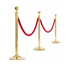 Parfait pour délimiter une entrée élégante lors de vos événements, soirées ou cérémonies. Set complet, deux barres d’entrées VIP doré avec une corde rouge en location au prix de 15,00 €.