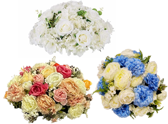 Ce bouquet de fleurs décoratif artificiel blanc et de couleur apportera une touche élégante et naturelle à vos événements. Idéal pour embellir vos tables, salons ou pour toute autre occasion spéciale. Prix : 4,00 €-5,00 €.