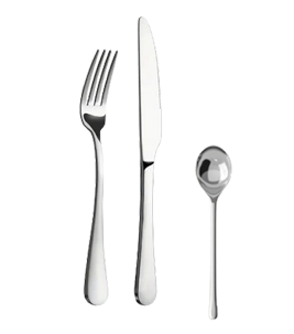 Pack trio incluant fourchettes, couteaux et cuillères argentés, idéal pour vos repas élégants. Location à 0,50 €.