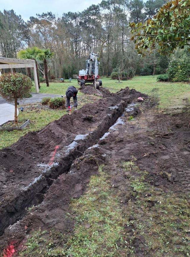 Création de tranchées pour travaux d'assainissement