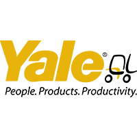 El logotipo de Yale es amarillo y negro y dice personas, productos, productividad.