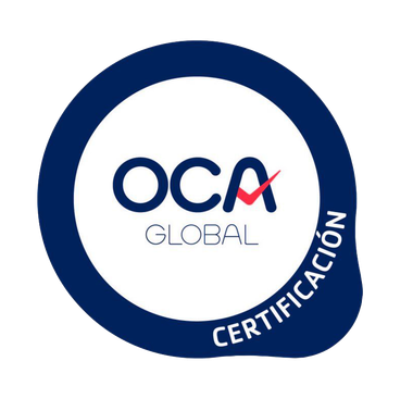 El logotipo de oca global es un círculo azul con una marca de verificación roja en el medio.