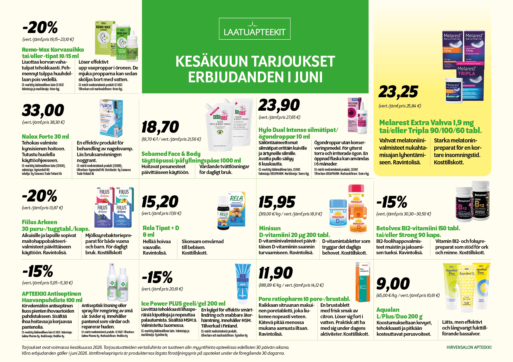 Kuukauden tarjoukset