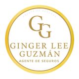Logotipo circular dorado con las iniciales &ldquo;GG&rdquo;, las palabras Ginger Lee Guzm&aacute;n y &ldquo;Agente de Seguros&rdquo; en texto dorado.