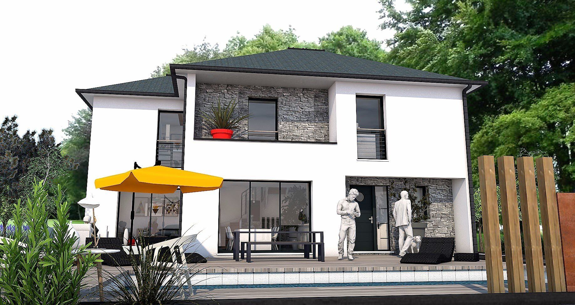 Maison à étage avec toiture 4 pans