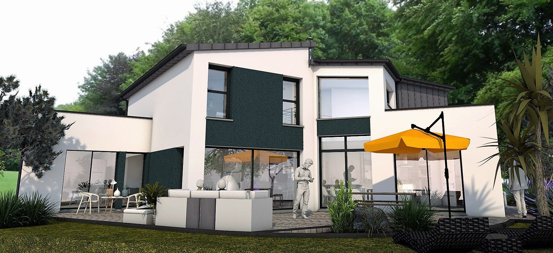 Maison à étage avec patio