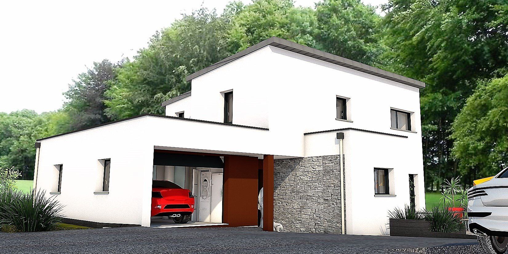 Maison avec monopente en zinc