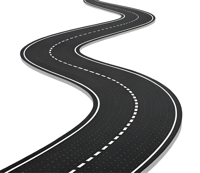 Route automobile avec des virages