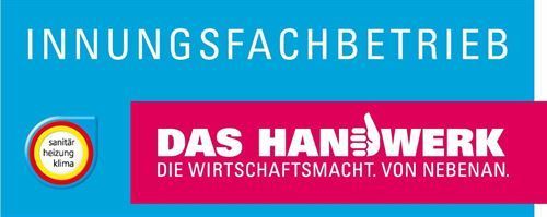 Ein blau-rosa Schild mit der Aufschrift „Das Handwerk“