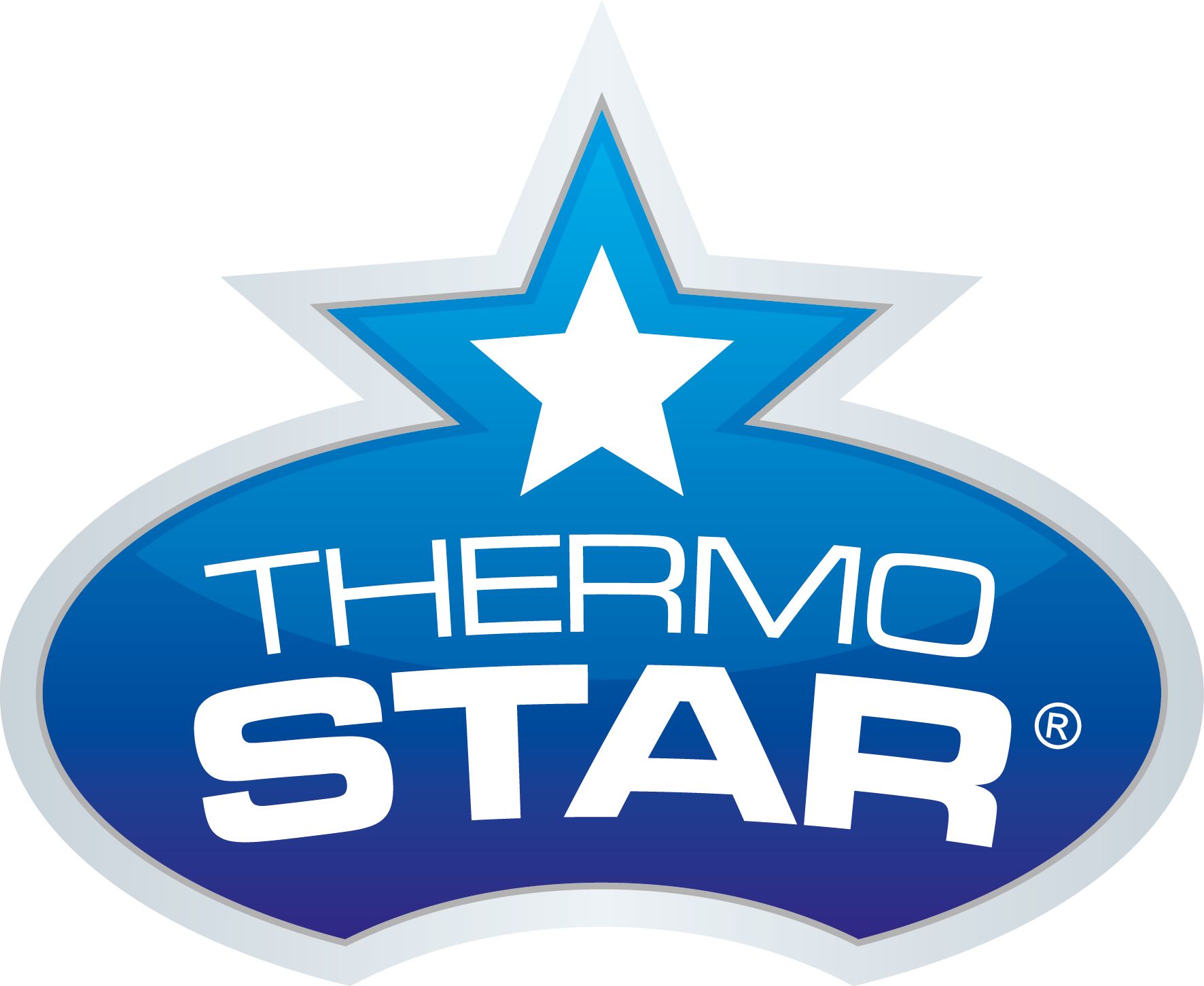Logo für Thermo Star, ein blau-weißer Sternenexplosion mit dem Markennamen.
