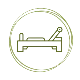 Icono de línea verde de una cama de hospital dentro de un doble círculo