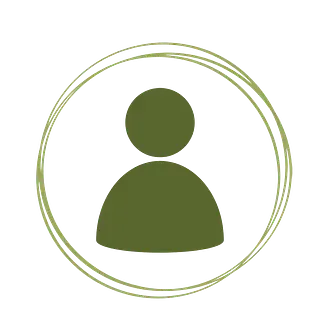Icono de perfil de usuario verde dentro de un fino contorno circular sobre un fondo blanco.