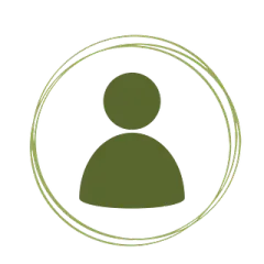 Icono de perfil de usuario verde dentro de un fino contorno circular sobre un fondo blanco.
