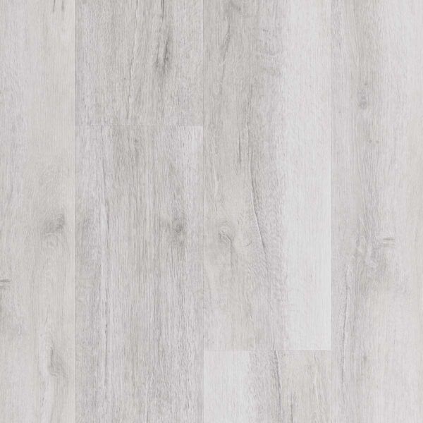 Suelo de aspecto madera gris claro con patrones de vetas verticales.