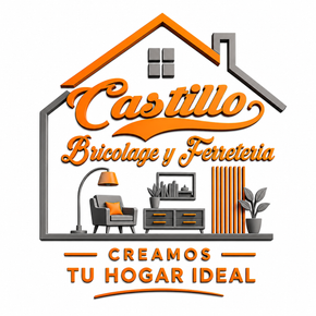 Logotipo con la inscripción “Castillo” y “Bricolage y Ferreteria” en letras naranjas sobre fondo blanco.