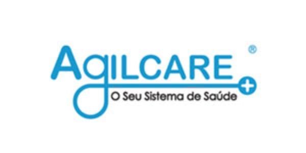 Agilcare logo in blue with text 