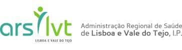 Logo for Administração Regional de Saúde de Lisboa e Vale do Tejo, IP Green text and figure.