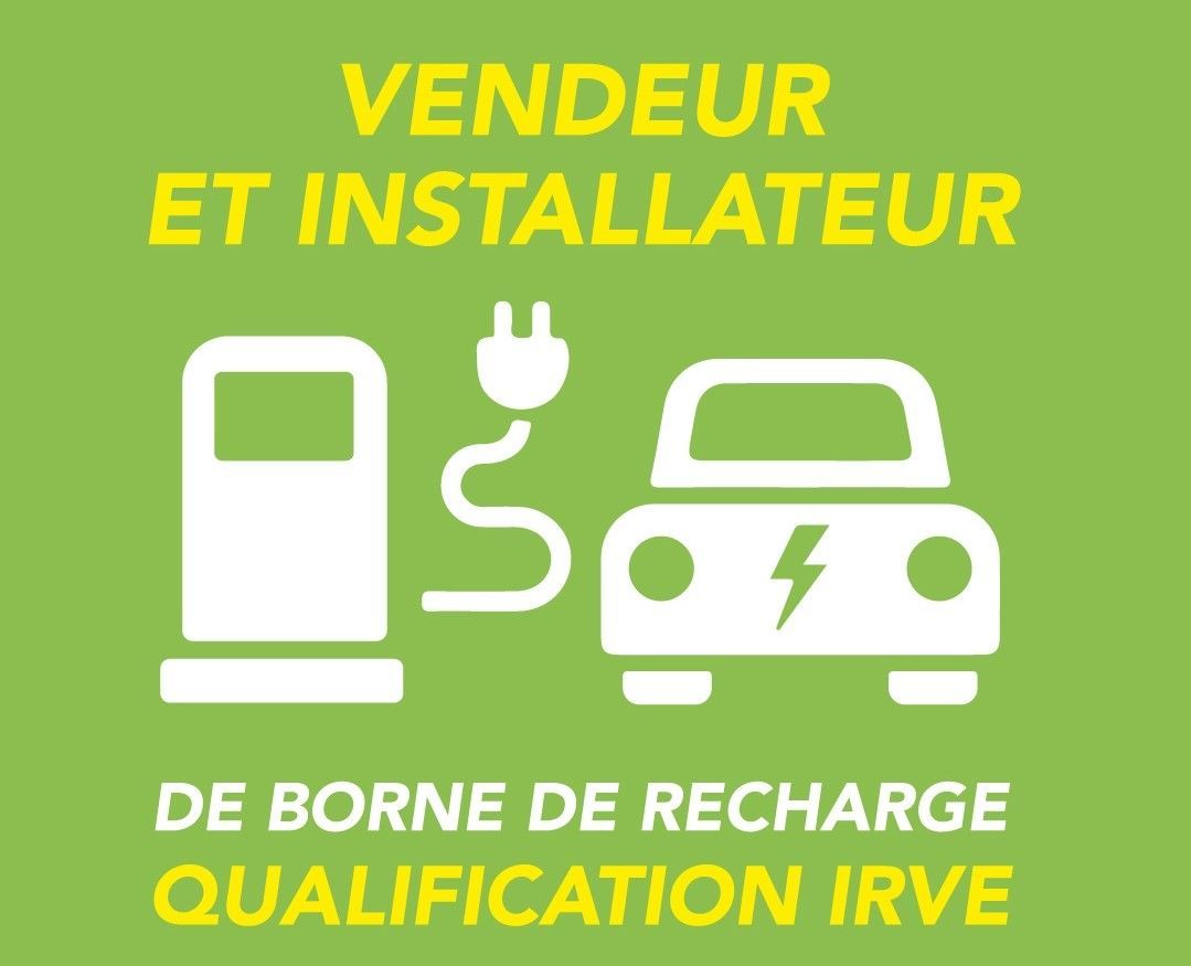 Panneau vert et jaune indiquant que l'entreprise dispose de l'agrément IRVE