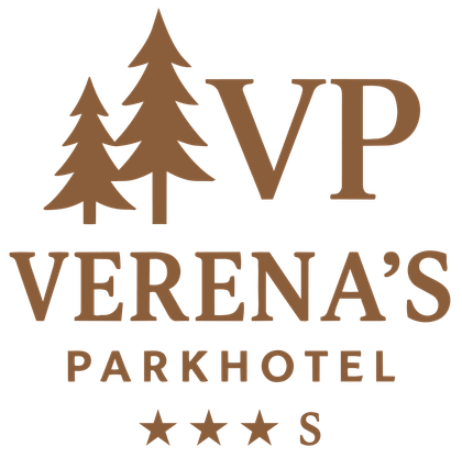 Das Logo des Verena's Parkhotel mit Kiefern, den Initialen VP und vier Sternen