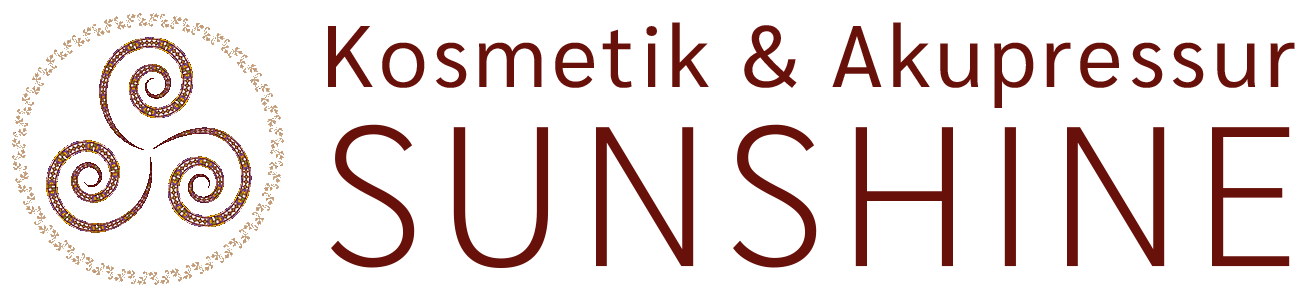 Ein Logo für Kosmetik & Akupressur Sunshine mit einer Spirale in der Mitte.
