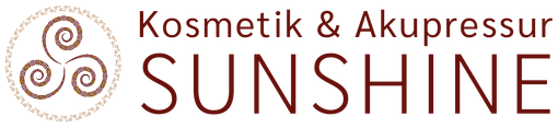 Ein Logo für Kosmetik & Akupressur Sunshine mit einer Spirale in der Mitte.