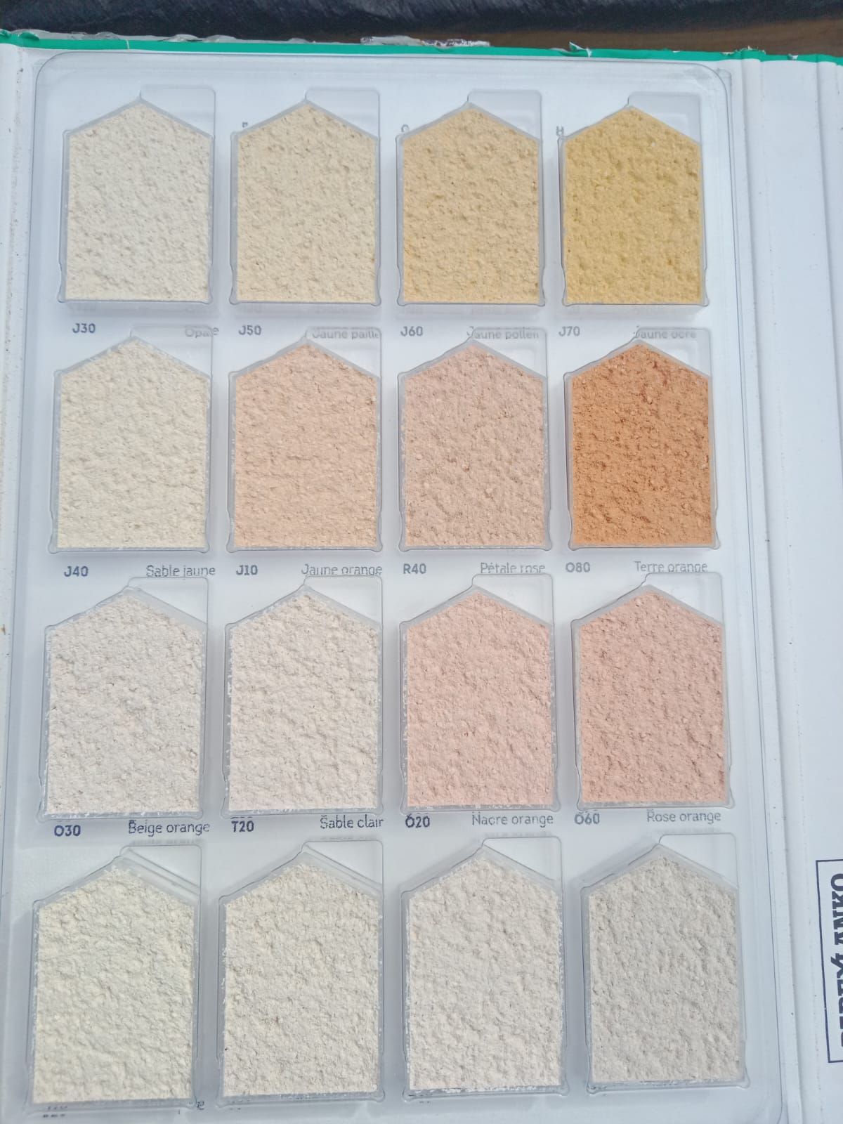 Nuancier de couleur de pierre