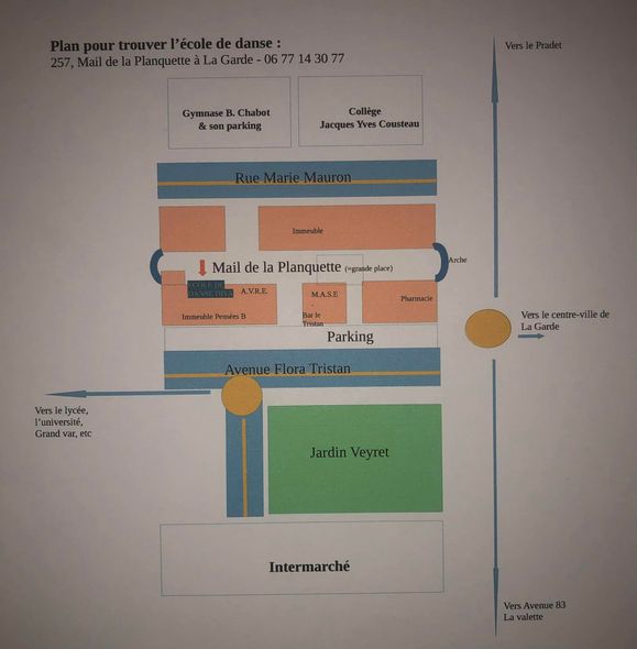 Plan d'accès à l'école de danse