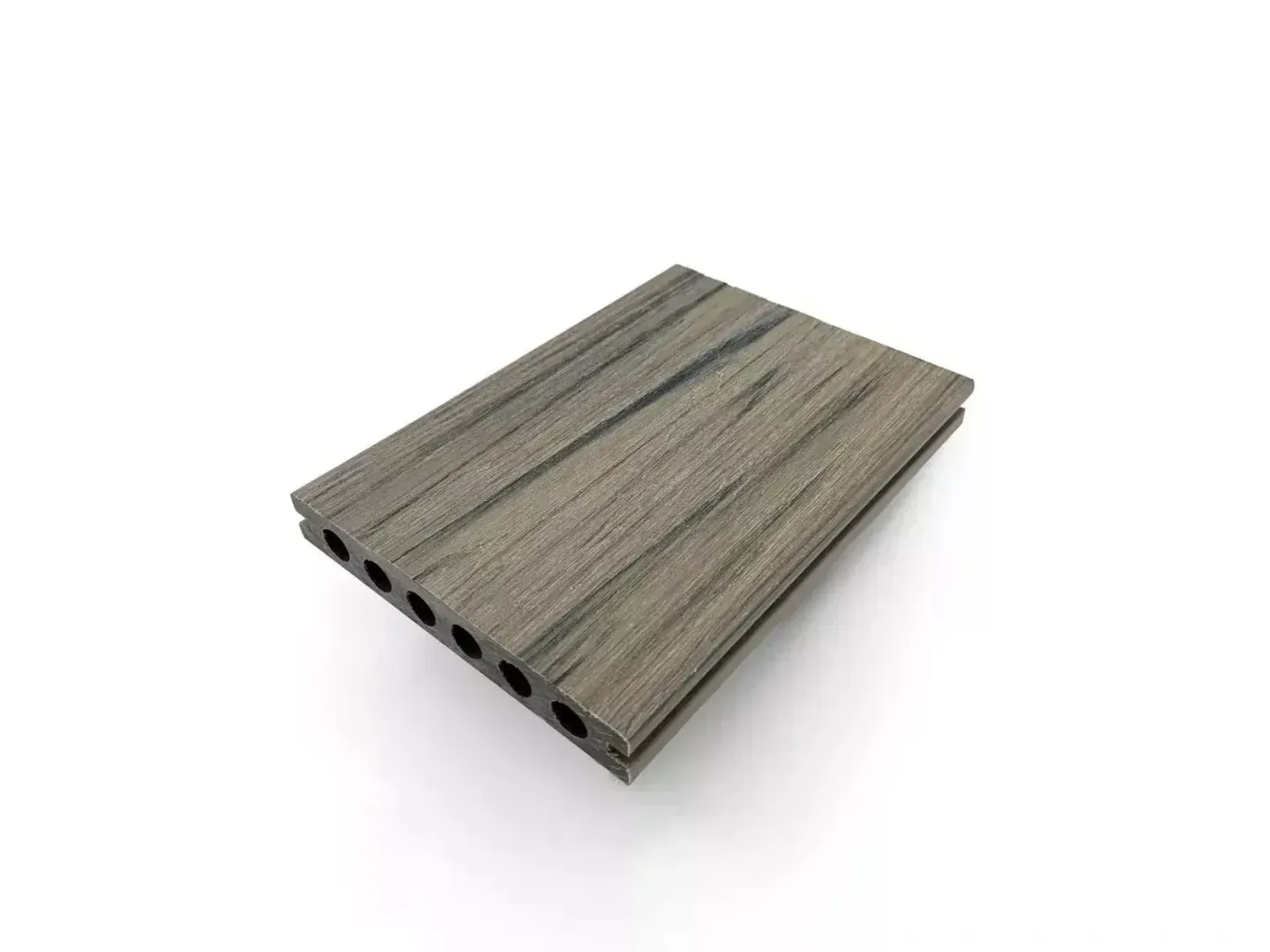 Tarima compuesta con vetas de madera gris sobre fondo blanco