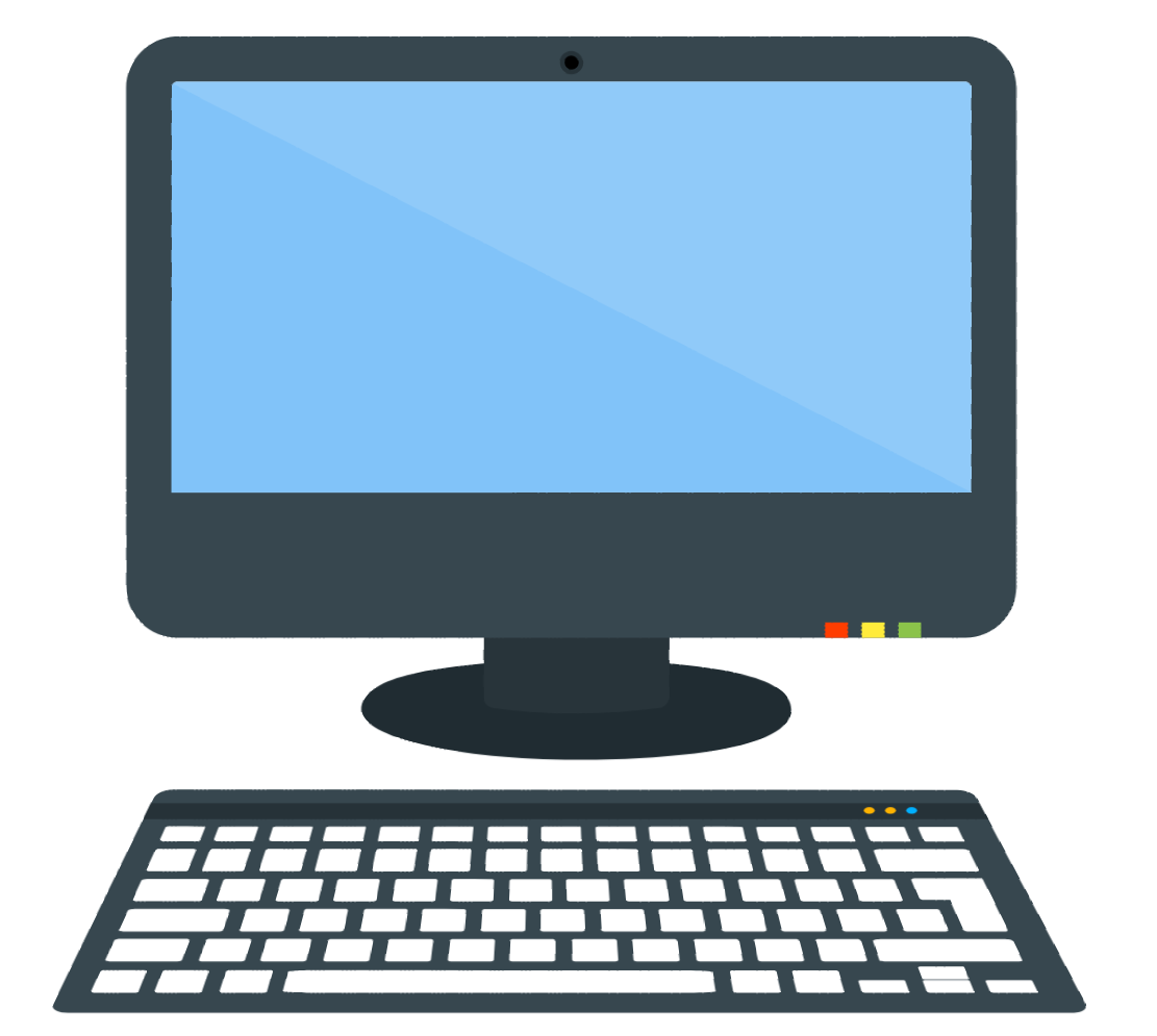 Un monitor di computer e una tastiera su uno sfondo bianco.