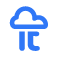 Un logo blu e arancione con un occhio al centro
