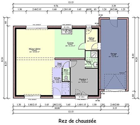 Plan d'une grande maison cubique avec extension garage