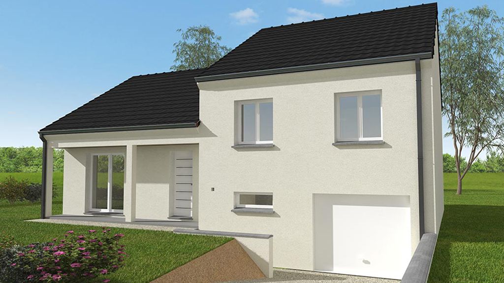 Maison à étage avec allée descendant vers le garage en sous-sol