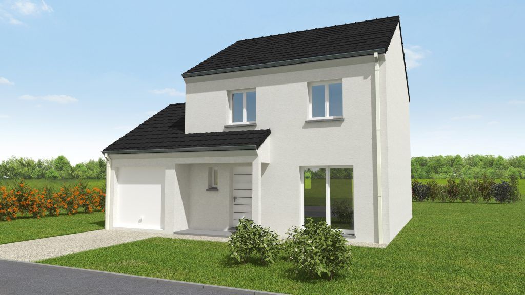Maison à étage avec porte d'entrée sous auvent
