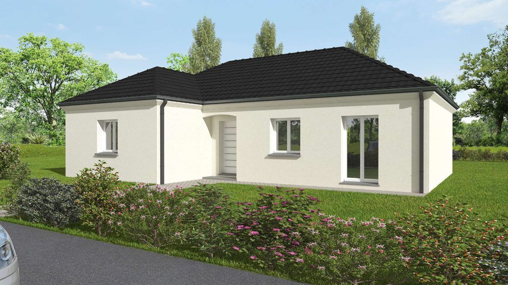 Maison à toit foncé en L
