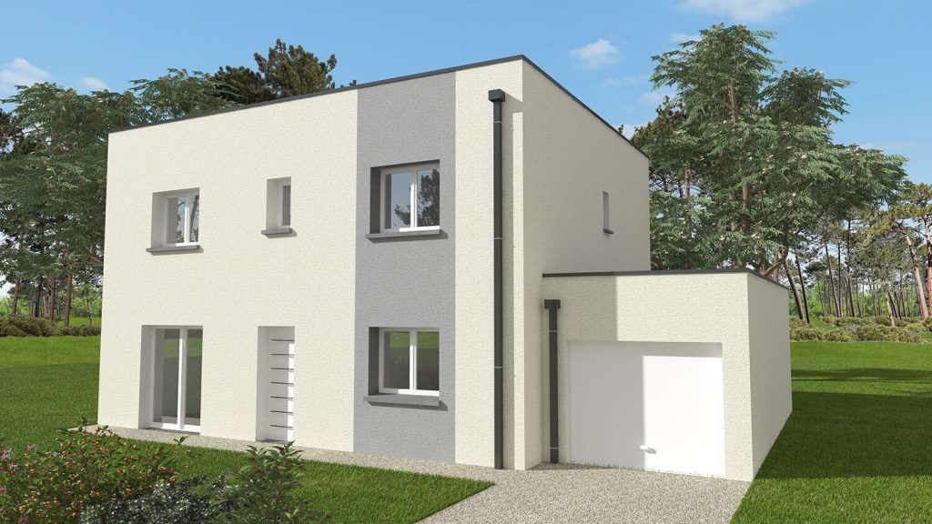 Grande maison cubique avec extension garage