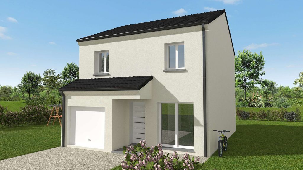 Maison avec avancée de garage et porte-fenêtre en façade
