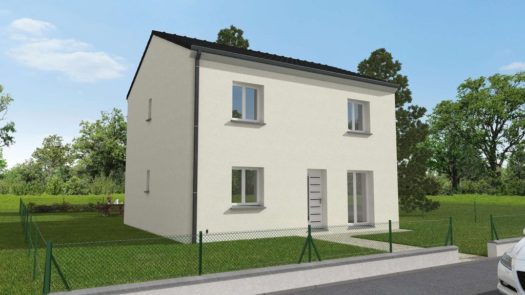 Maison d'un étage au sein d'un jardin grillagé