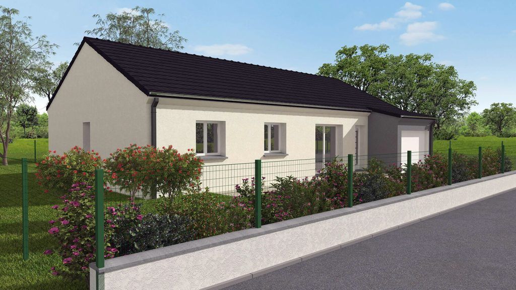 Maison de plain-pied en longueur avec extension garage avancée