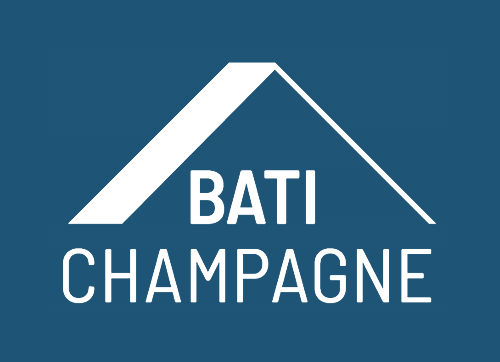 Logo de l'entreprise blanc sur fond bleu