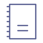 Un icono de un cuaderno con dos líneas.