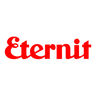 Das Wort „Eternit“ in stilisierter, fetter roter Schrift auf weißem Hintergrund.