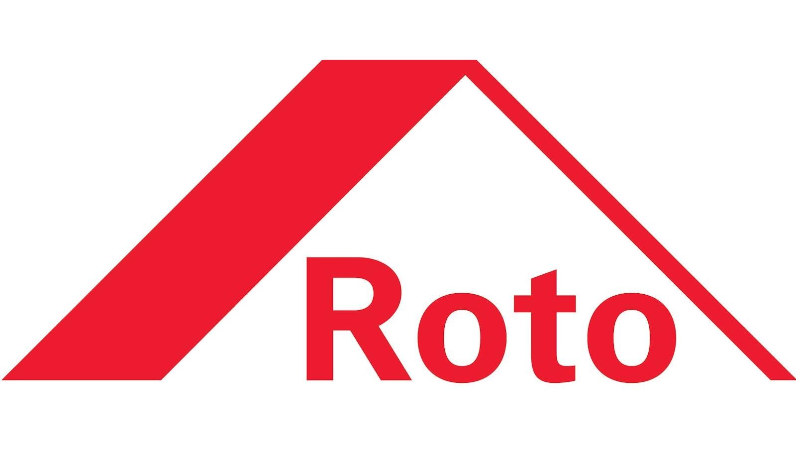 Das Wort „Roto“ in roter Schrift unter einem einfachen, roten, dreieckigen, dachförmigen Symbol.