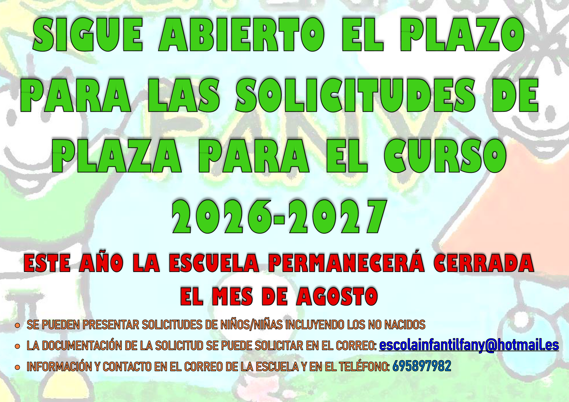 El plazo ordinario de solicitud de plaza del curso 2025-2026 comienza el dia 1 de marzo