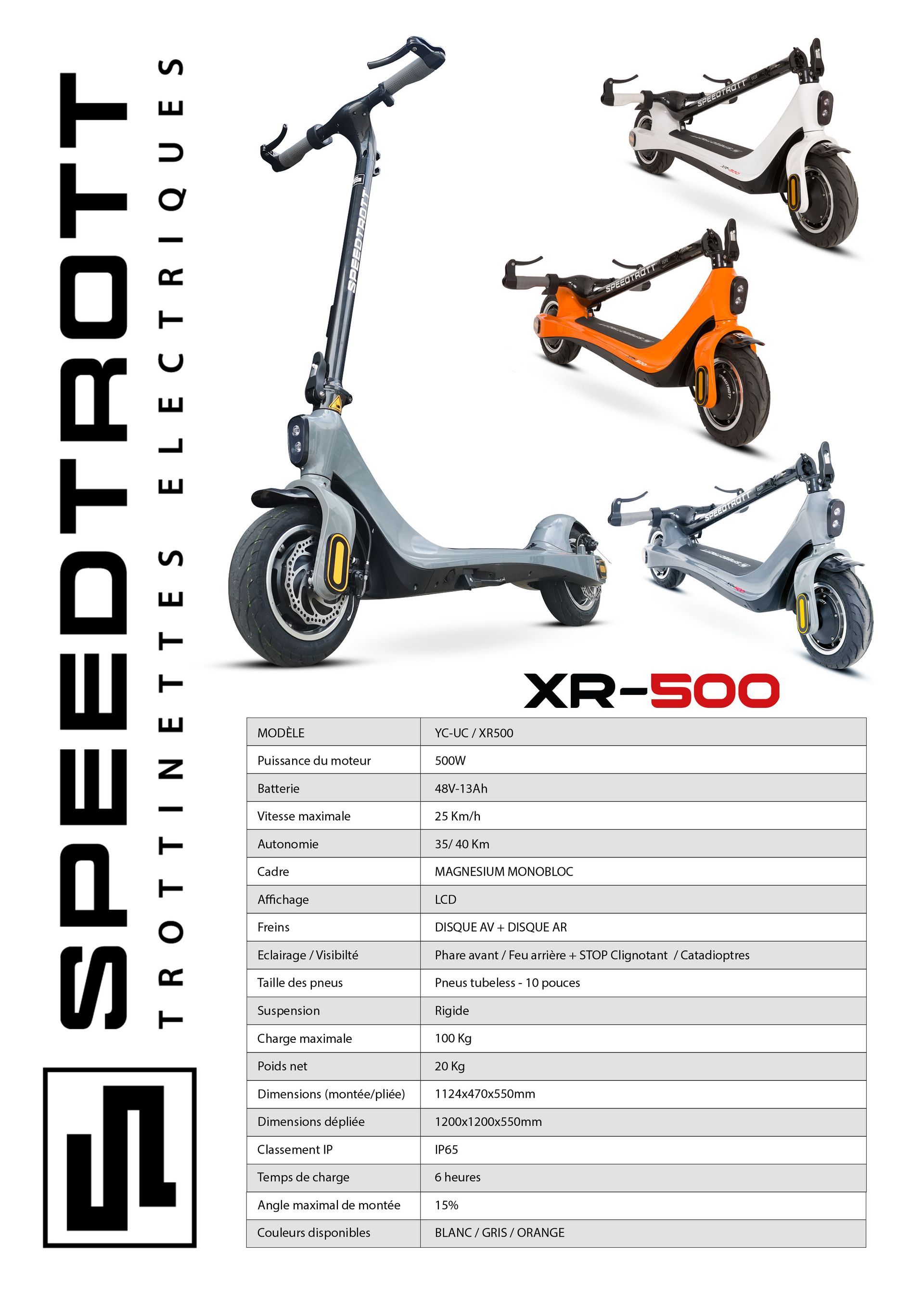 Fiche de la trottinette XR-500