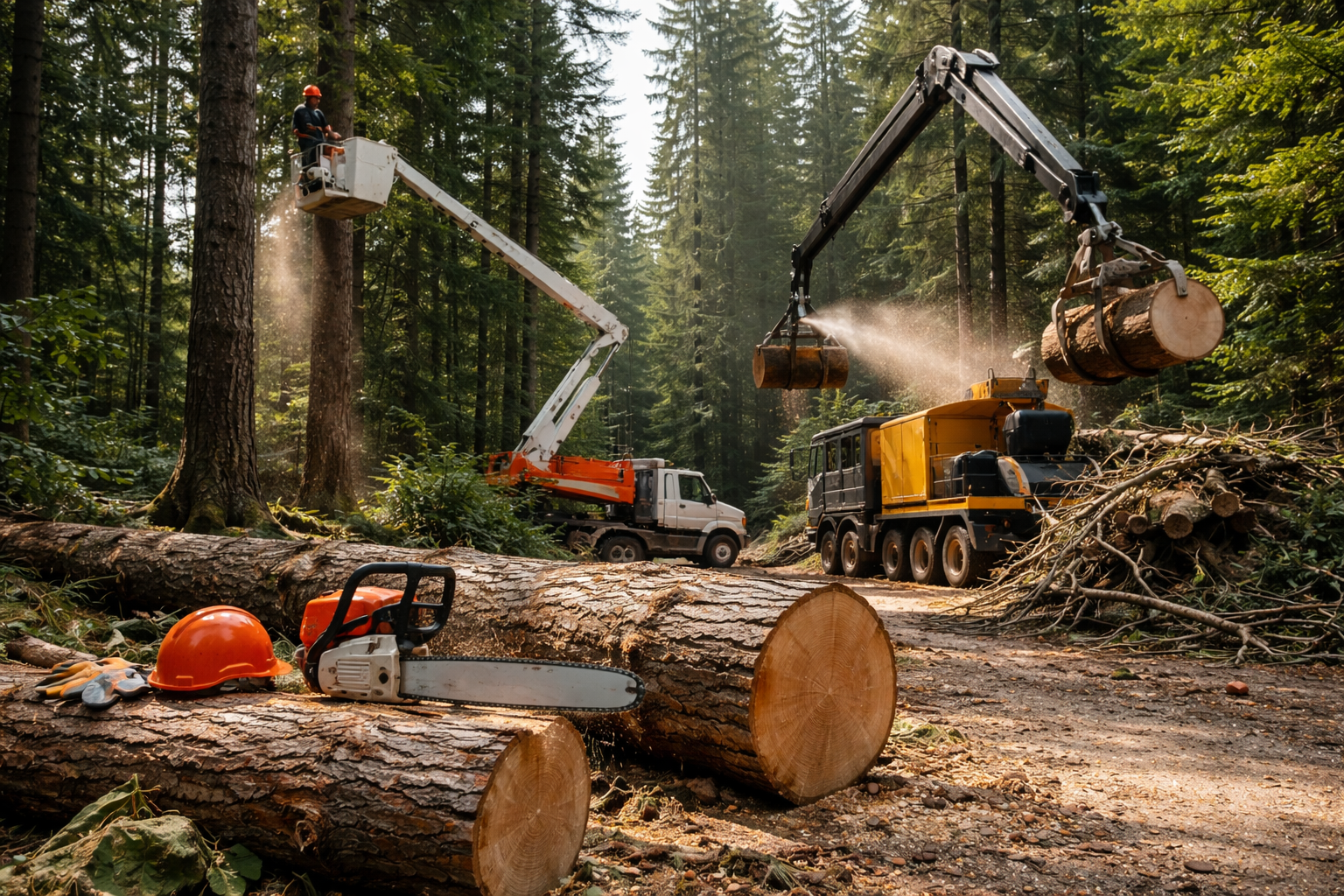 Opération d'exploitation forestière.
