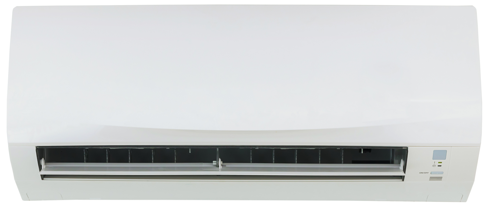 Unité de climatisation murale blanche avec bouches d'aération.