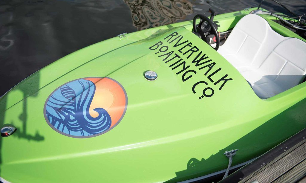 Green pedal boat with 