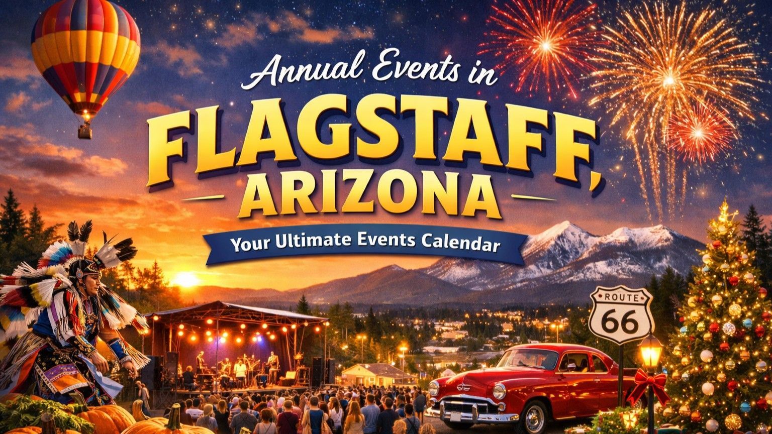 A festive, scenic graphic titled